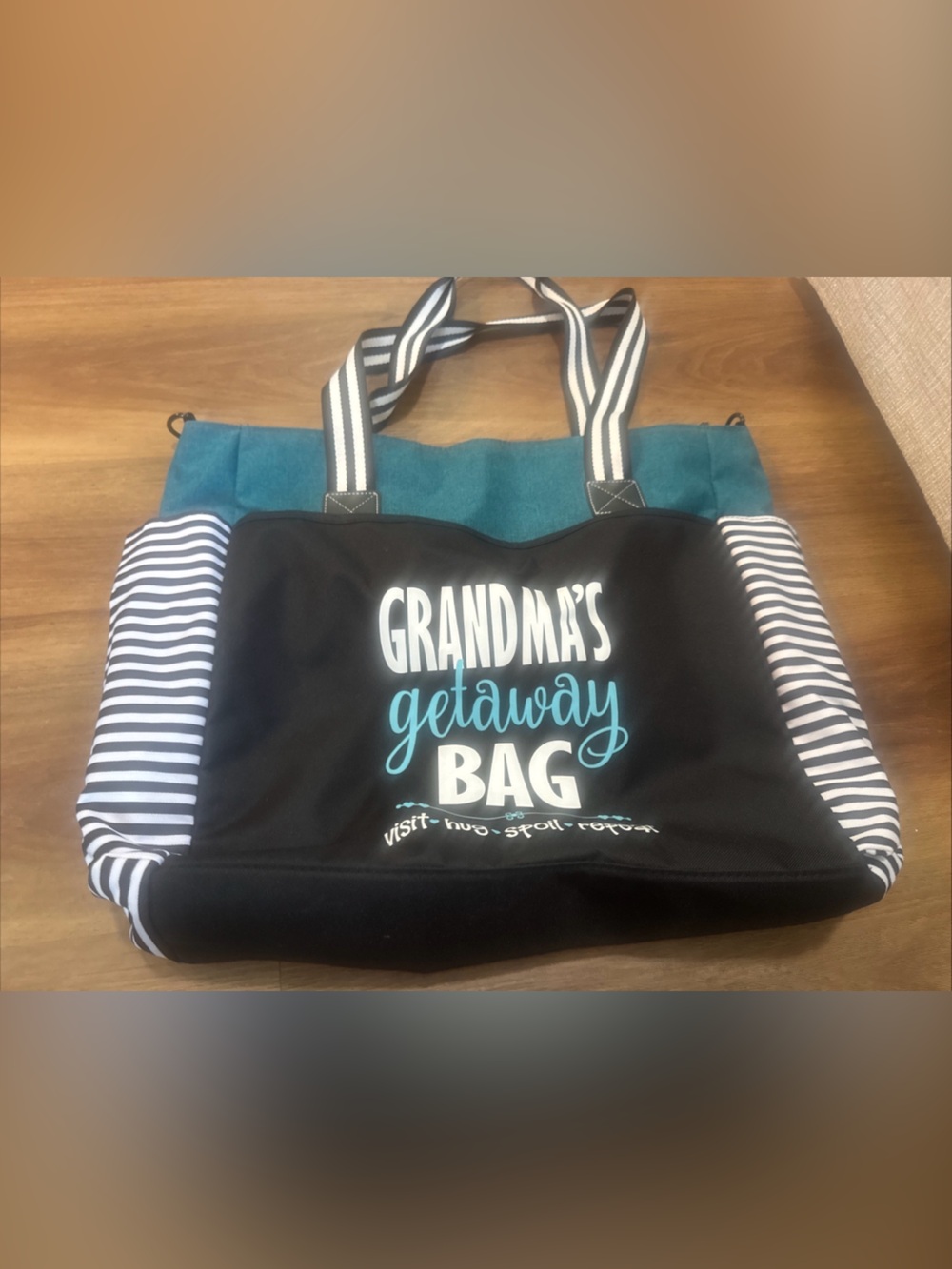 B & J Designs Grandma Getaway Large Zippered Tote Bag with Pockets